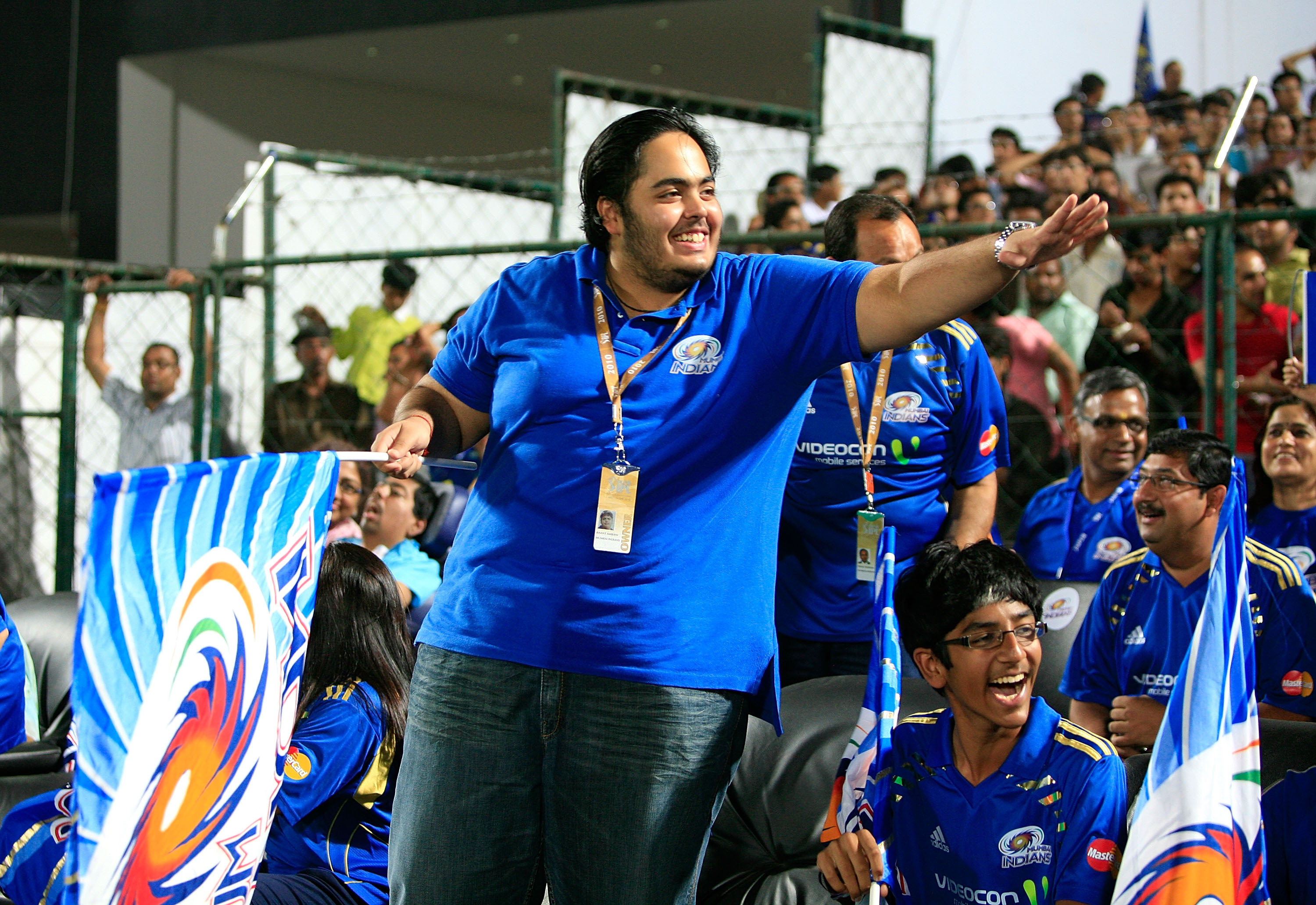 JAIPUR, INDIA - APRIL 11: Anant Ambani (Mumbai Indians) during the 2010 DLF Indian Premier League T20 group stage match between Rajasthan Royals and Mumbai Indians played at Sawai Mansingh Stadium on April 11, 2010 in Jaipur, India. (Photo by Vivek Shah-IPL 2010/IPL via Getty Images)